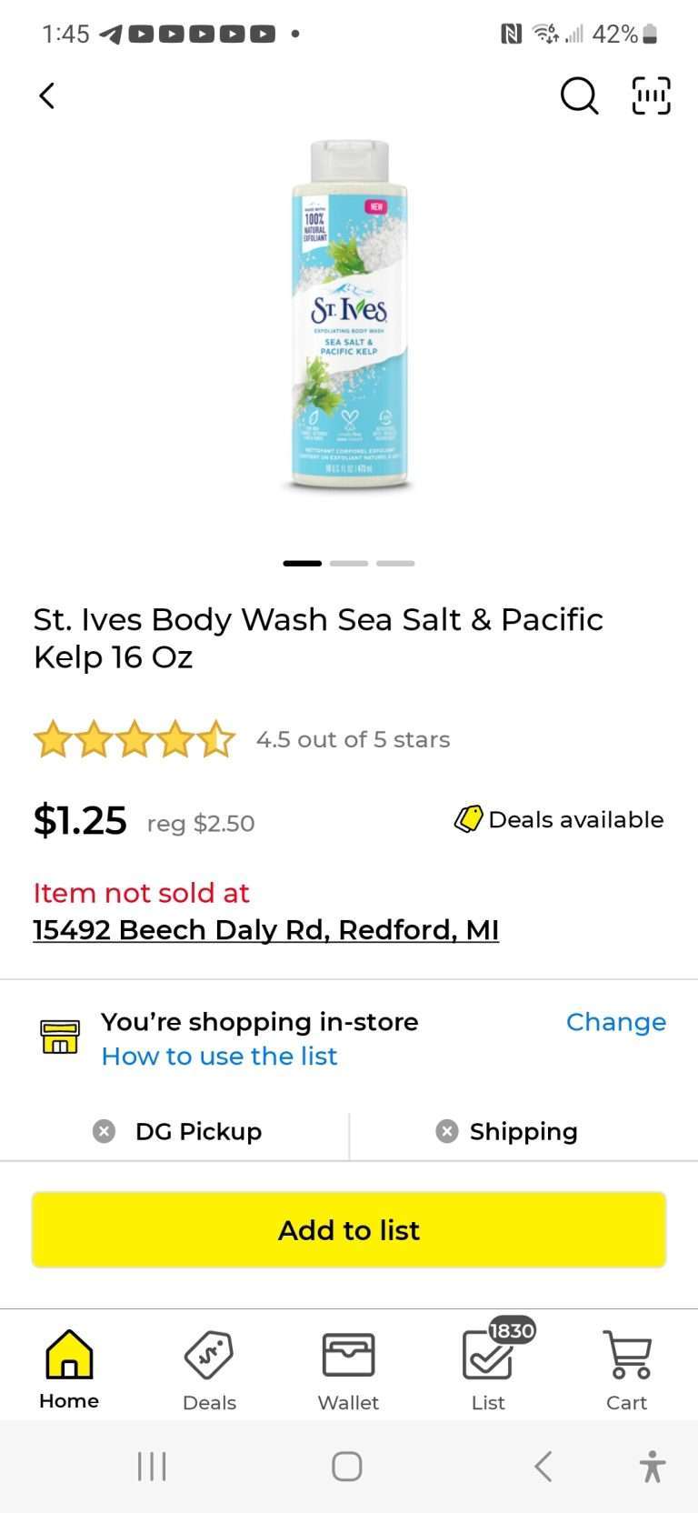 ST. Ives clearance product at Dollar General