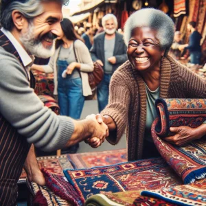 black lady at flea market getting a super deal