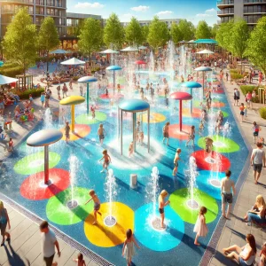 splash pad for kids during hot summer.