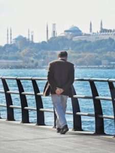 Man Enjoying Scenic View of Istanbul's Waterfront