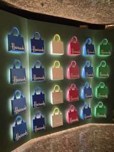Harrods purses London. Comparing Harrods and Selfridges in London