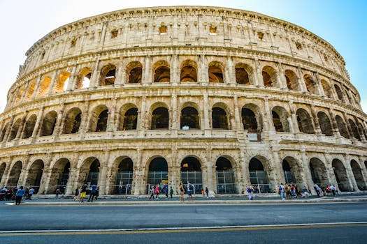 Explore the majestic Colosseum in Rome, Italy, a symbol of ancient Roman engineering.