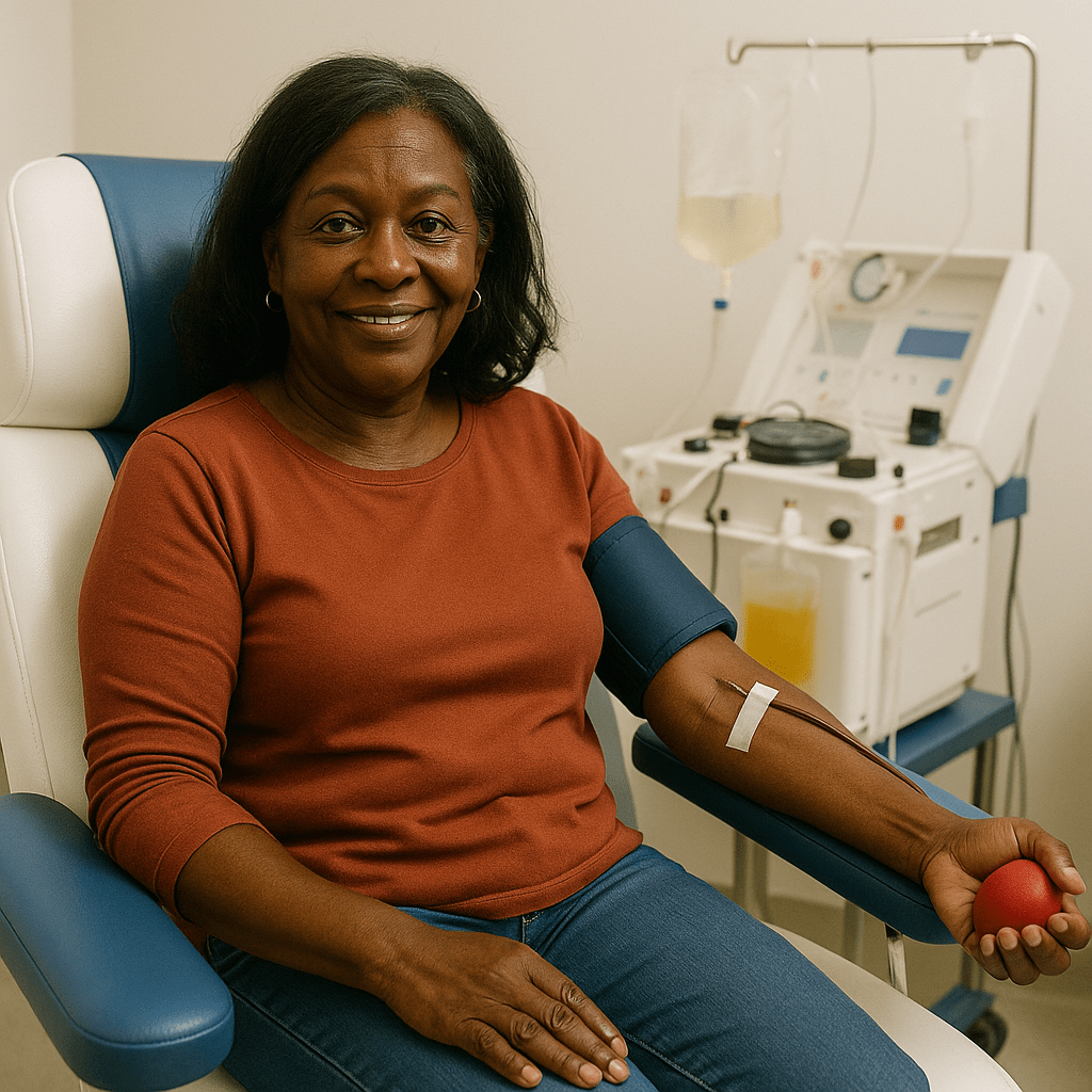 black lady donating blood