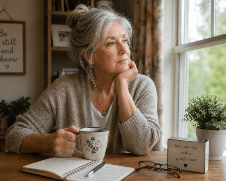 lady over 60 thinking